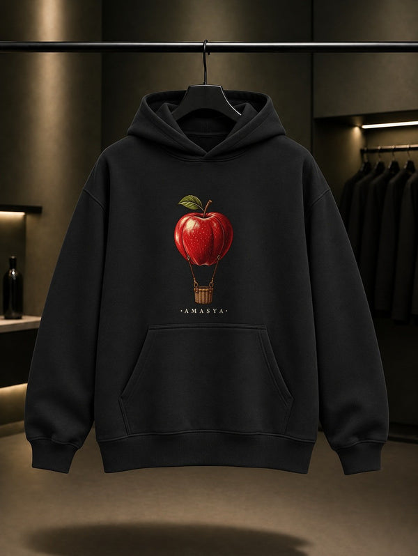 Amasya Elması Kapüşonlu Sweatshirt – Siyah