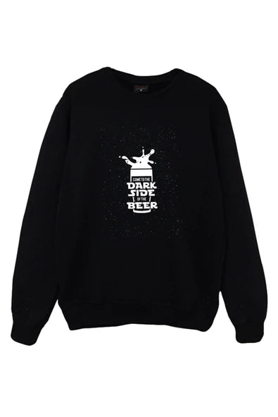 The Dark Side Of The Beer baskılı siyah sweatshirt