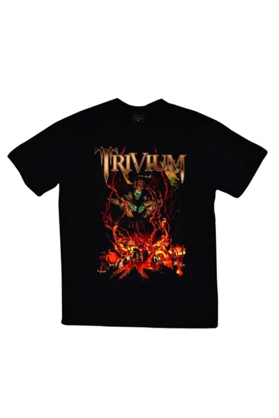 fame-stoned Trivium Baskılı Unisex %100 Pamuk Siyah T-shirt