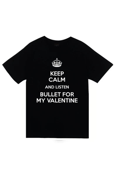 fame-stoned Bullet For My Valentine Baskılı Unisex %100 Pamuk Siyah T-shirt
