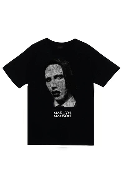 fame-stoned Marilyn Manson Baskılı Unisex %100 Pamuk Siyah T-shirt