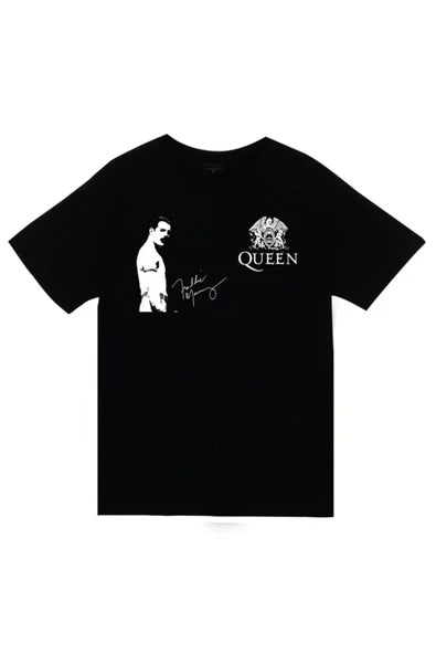 fame-stoned Queen Baskılı Unisex %100 Pamuk Siyah T-shirt