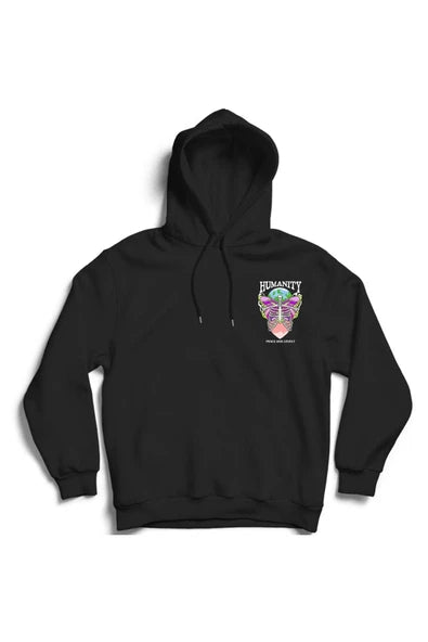 Fame Stoned baskılı siyah kapüşonlu sweatshirt