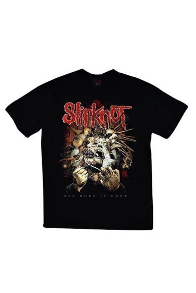 fame-stoned Slipknot Baskılı Unisex %100 Pamuk Siyah T-shirt