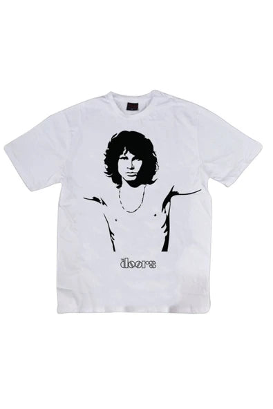 fame-stoned The Doors Baskılı Unisex %100 Pamuk Beyaz T-shirt