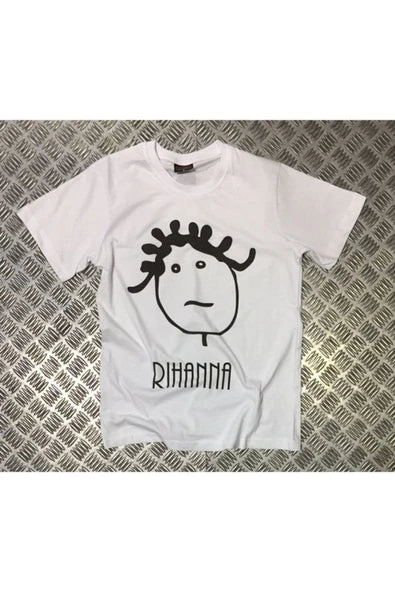 fame-stoned Unisex Beyaz Rıhanna Baskılı T-shirt