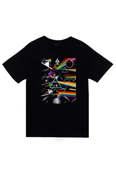 fame-stoned Pink Floyd Baskılı Unisex %100 Pamuk Siyah T-shirt