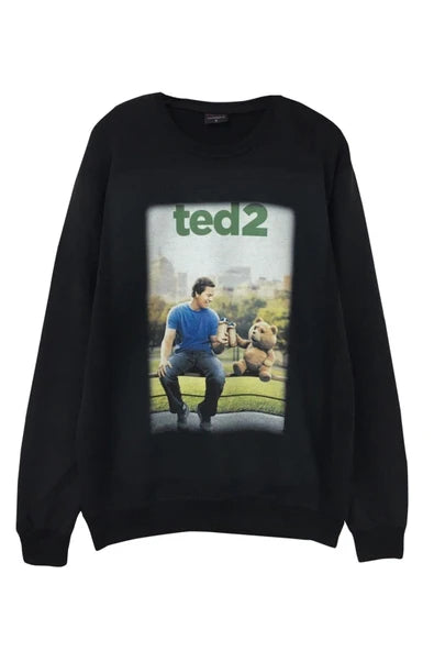 Ted baskılı siyah sweatshirt
