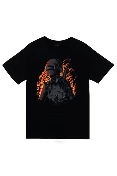 fame-stoned Unisex Siyah Pubg Baskılı T-shirt