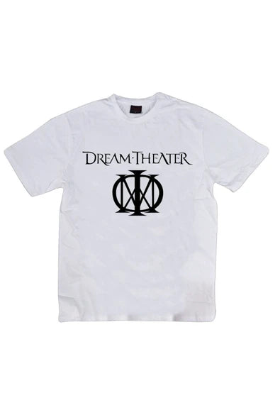 fame-stoned Dream Theater Baskılı Unisex %100 Pamuk Beyaz T-shirt