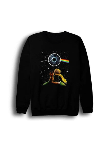 Pink Floyd Ve prizması baskılı siyah sweatshirt