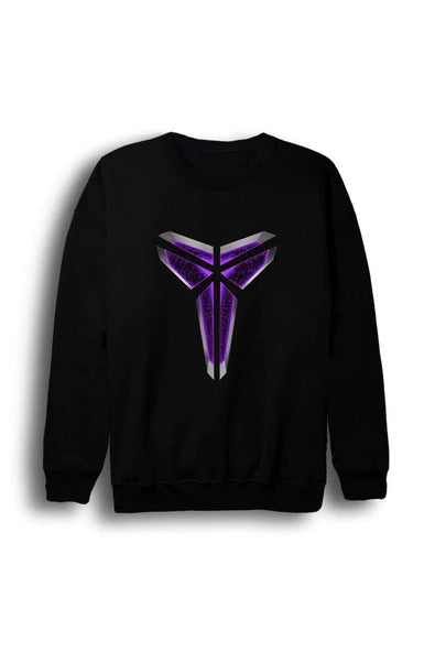 Kobe Bryant Mor kılıf (sheath) logosu baskılı siyah sweatshirt