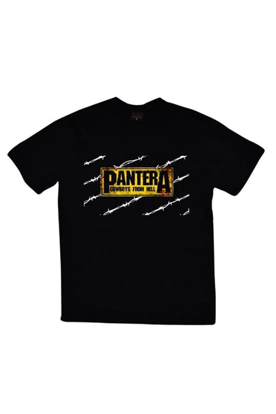 fame-stoned Pantera Baskılı Unisex %100 Pamuk Siyah T-shirt