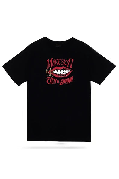 fame-stoned Maneskin Baskılı Unisex Siyah %100 Pamuk T-shirt