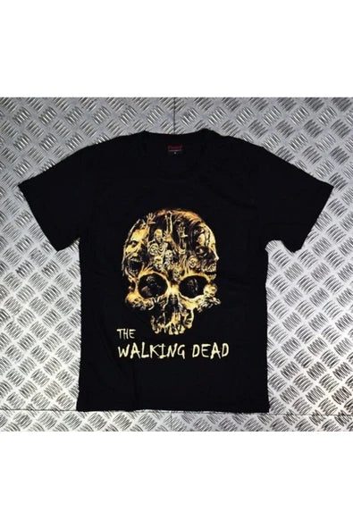 fame-stoned Unisex Siyah The Walkıng Dead Baskılı T-shirt