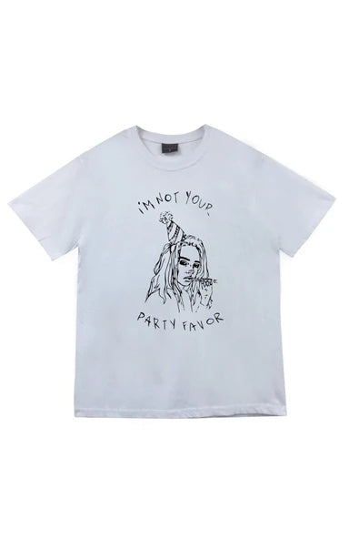 fame-stoned Billie Eilish Baskılı Unisex %100 Pamuk Beyaz T-shirt