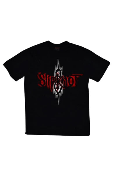 Slipknot Logosu ve dokuz noktalı baskılı siyah tişört