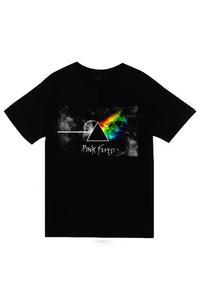 fame-stoned Pink Floyd Baskılı Unisex %100 Pamuk Siyah T-shirt