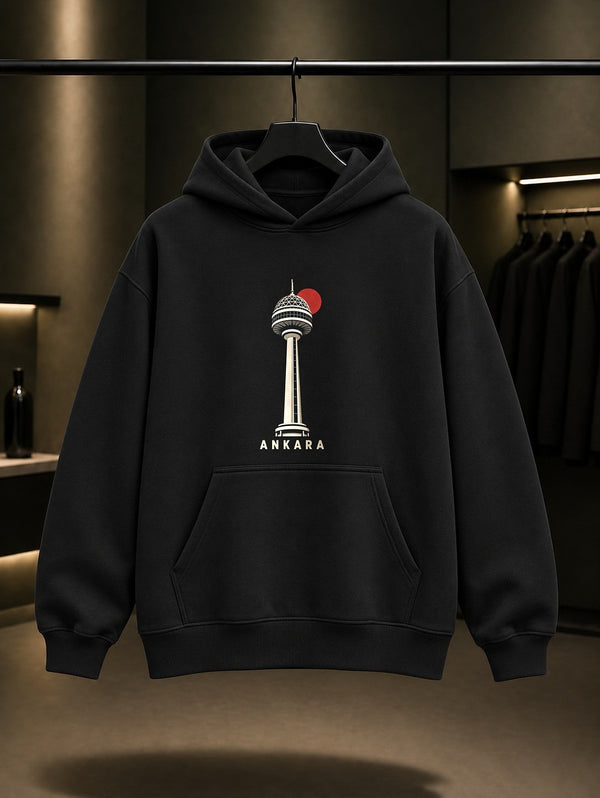 Ankara Atakule Kapüşonlu Sweatshirt – Siyah