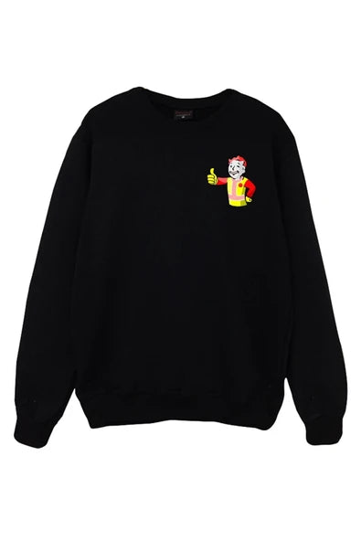 fame-stoned Unisex Siyah Baskılı Bisiklet Yaka Sweatshirt