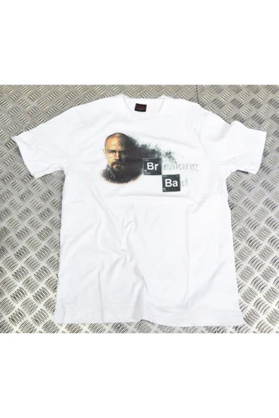 Breaking Bad Walter White portresi baskılı beyaz tişört