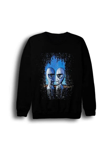 Pink Floyd The Division Bell baskılı siyah sweatshirt