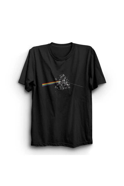 fame-stoned Pink Floyd Baskılı Unisex %100 Pamuk Siyah T-shirt