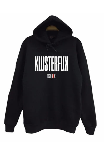 Tech Nıne baskılı siyah kapüşonlu sweatshirt
