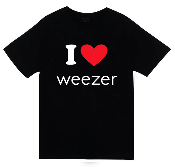 I WEEZER Müzik Grubu baskılı siyah tişört