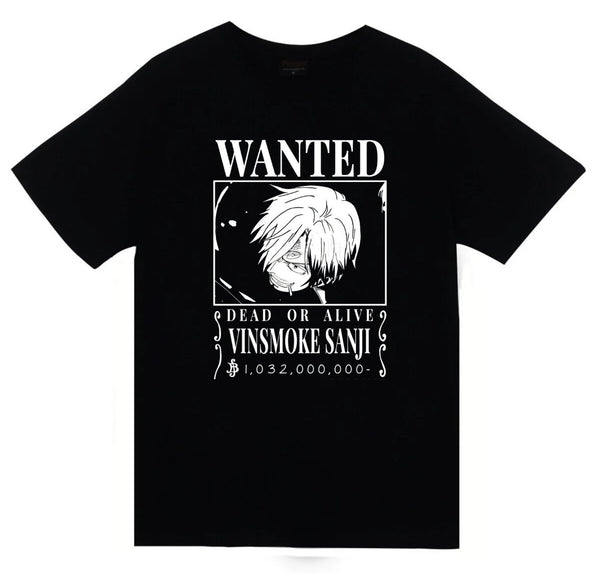 One Piece - Vinsmoke Sanji baskılı siyah tişört