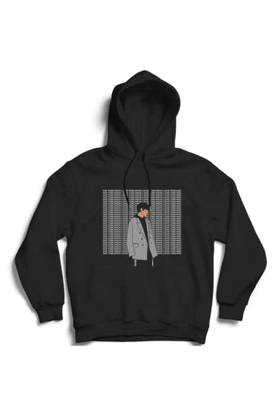 Fame Stoned baskılı siyah kapüşonlu sweatshirt