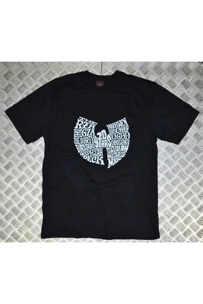 fame-stoned Wutang Baskılı Unisex %100 Pamuk Siyah T-shirt