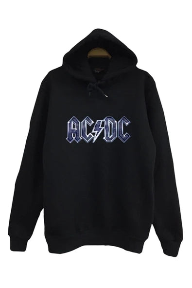 Kıng baskılı siyah kapüşonlu sweatshirt