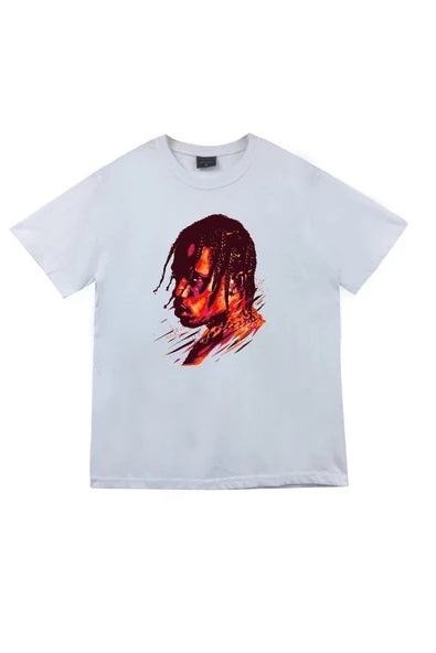 fame-stoned Unisex Beyaz Astraworld Travis Scott Baskılı T-Shirt