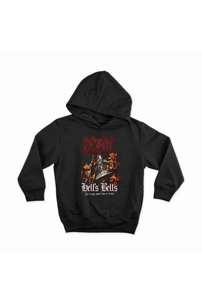 AC/DC baskılı siyah kapüşonlu sweatshirt