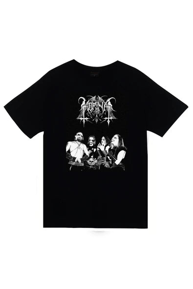 Vorna Müzik Grubu Black metal grup logosu baskılı siyah tişört