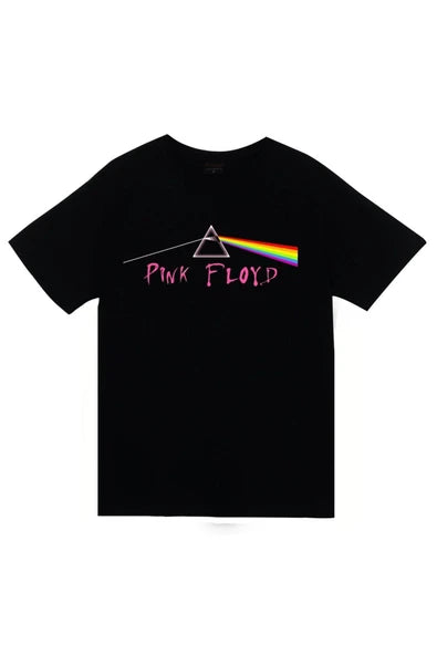 fame-stoned Pink Floyd Baskılı Unisex %100 Pamuk Siyah T-shirt