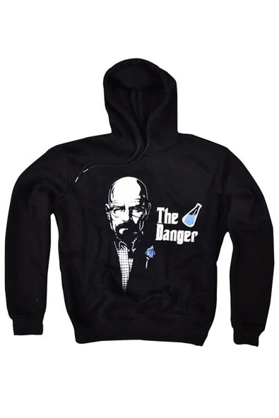 Breaking Bad Walter White portresi baskılı siyah kapüşonlu sweatshirt