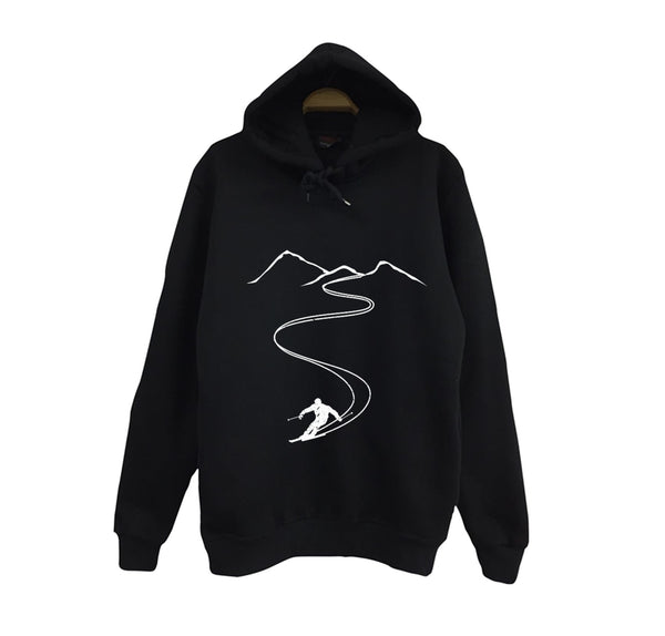 Kayak - Dağ baskılı siyah kapüşonlu sweatshirt