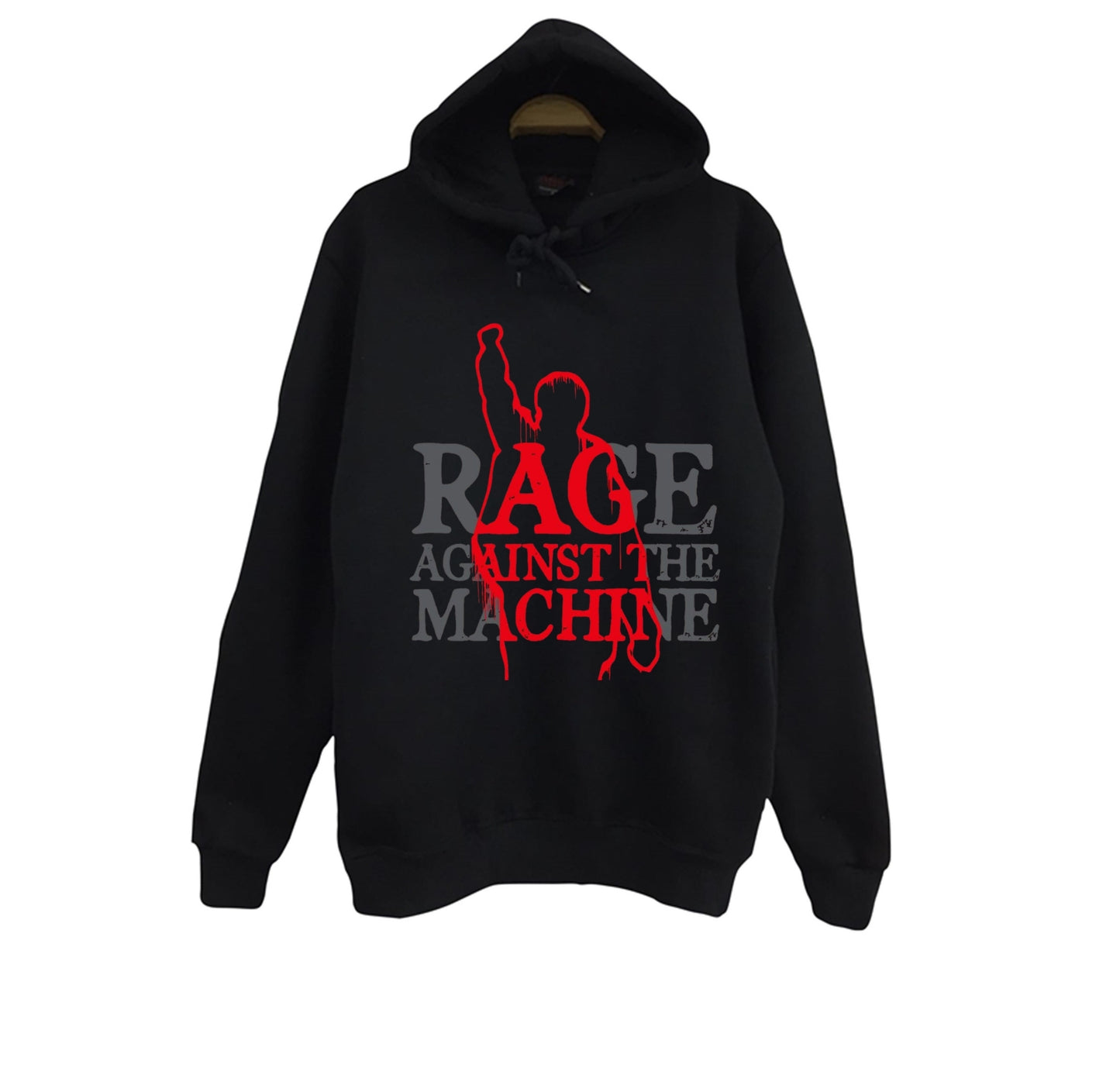 Rage Against the Machine - Müzik Grubu Baskılı Unisex %100 Pamuk Siyah Kapüşonlu Sweatshirt