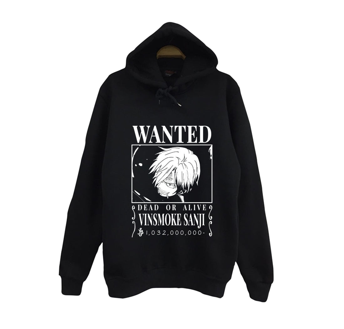 One Piece - Vinsmoke Sanji baskılı siyah kapüşonlu sweatshirt