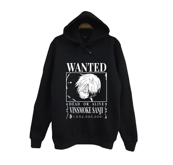 One Piece - Vinsmoke Sanji baskılı siyah kapüşonlu sweatshirt