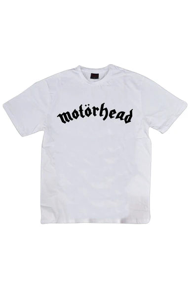 Motörhead Yazı logosu baskılı beyaz tişört