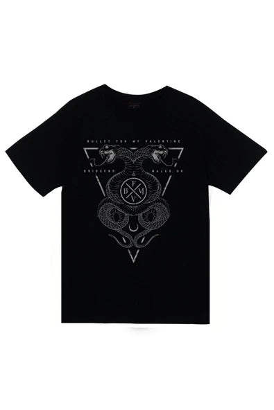 Bullet For My Valentine Yılanlı üçgen amblem baskılı siyah tişört