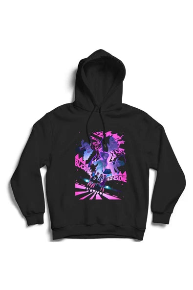 Fame Stoned baskılı siyah kapüşonlu sweatshirt