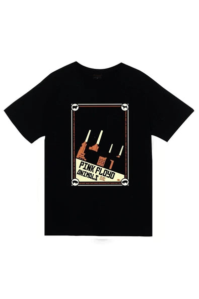 fame-stoned Pink Floyd Baskılı Unisex %100 Pamuk Siyah T-shirt