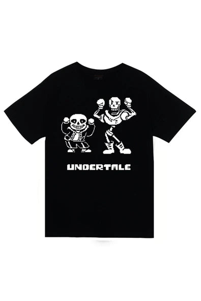 fame-stoned Undertale Baskılı Unisex %100 Pamuk Siyah T-shirt