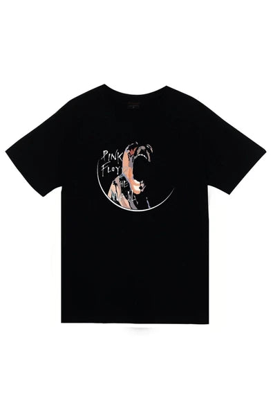 fame-stoned Pink Floyd Baskılı Unisex %100 Pamuk Siyah T-shirt
