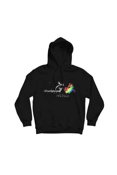 Pink Floyd Prizma ve gokkusagi baskılı siyah kapüşonlu sweatshirt