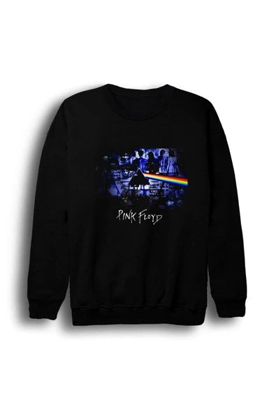 Pink Floyd baskılı siyah sweatshirt